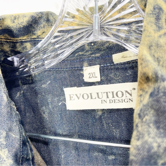 Distressed Plus Size 100% Cotton Denim Shirt Size 2XL - Picture 8 of 12